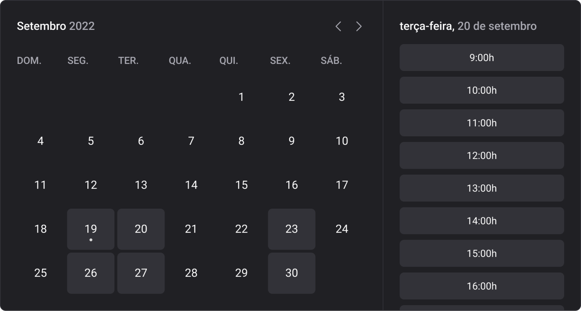 Calendário simbolizando aplicação